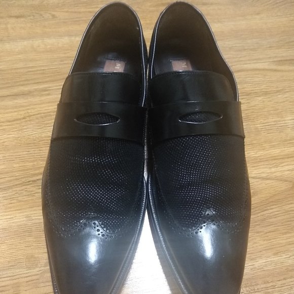 MEZLAN Men's Black Textured Leather Slip On Shoes 9M, Box and Slip Covers Incl. - Picture 2 of 2